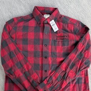 Maker’s Maker L.L. Bean Red and Black Plaid Checkered Shirt Flannel Size Small
